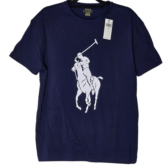 Polo Ralph Lauren Other - Polo Ralph Lauren Mens Classic Fit Big Pony Jersey T-Shirt Navy White Medium NWT